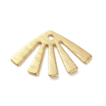 Brass Pendants, Real 18K Gold Plated, Fan, 12.5x20x0.6mm, Hole: 1.4mm