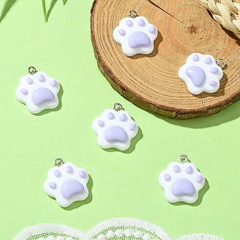 6Pcs Opaque Resin Pendants, with Platinum Plated Iron Loops, Cat Claw Charm, Lilac, 20.5x19x6.5mm, Hole: 2mm