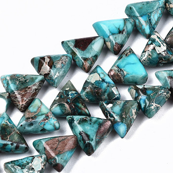 Natural Imperial Jasper Beads Strands, Triangle, Dyed, 9~10x10.5x4.5mm, Hole: 1.4mm, about 47pcs/strand, 15.94 inch(40.5cm)