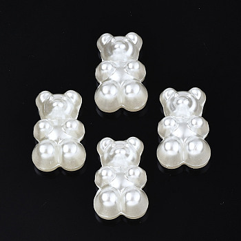 ABS Plastic Imitation Pearl Beads, Bear, Creamy White, 19x12x8mm, Hole: 1.6mm