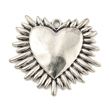 Tibetan Style Alloy Pendants, Heart Theme Charms, Antique Silver, 33x36.5x3mm, Hole: 2mm