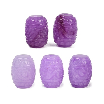 Natural Myanmar Jade Dyed Beads, Carved Barrel, Purple, 16~16.5x11.5~12mm, Hole: 1.5mm