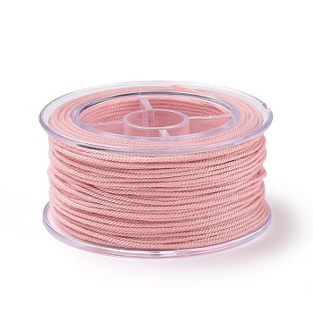 Macrame Cotton Cord, Braided Rope, with Plastic Reel, for Wall Hanging, Crafts, Gift Wrapping, Pink, 1.5mm, about 21.87 Yards(20m)/Roll