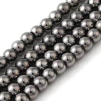 Electroplate Glass Beads Strands, Pearl Luster Plated, Round, Black, 4mm, Hole: 1mm, about 120pcs/strand, 15.35 inch(39cm)