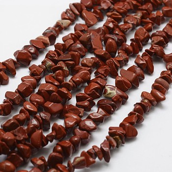 Natural Red Jasper Beads Strands, Chip, Red, 3~5x7~13x2~4mm, Hole: 0.4mm, 34.9 inch