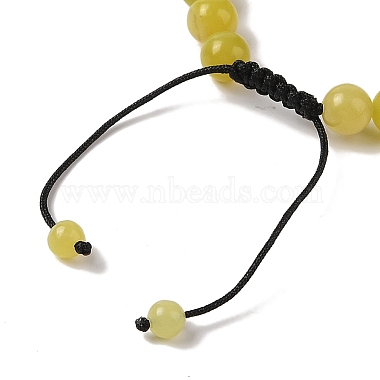 8mm Round Natural Lemon Jade Braided Bead Bracelets(BJEW-C067-01B-02)-4