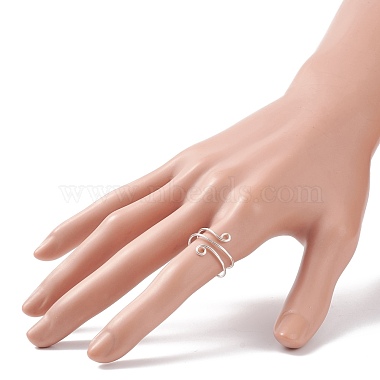 Манжета из латунной проволоки с двойным кольцом для женщин(RJEW-JR00505-01)-3