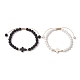 2 pcs 2 styles 6 bracelets de perles tressées rondes en pierre de lave naturelle et coquillage(BJEW-JB10322)-1