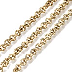 304 Stainless Steel Cable Chains, Ion Plating(IP), Unwelded, with Spool, Real 14K Gold Plated, 4x0.9mm(STAS-D391-01G)