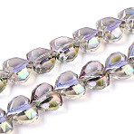 Electroplate Transparent Glass Beads Strands, Heart, Faceted, AB Color Plated, Half Plated, Thistle, 15x13x8.5mm, Hole: 1mm, about 50pcs/strand, 23.62 inch(60cm)(EGLA-B012-AB16)