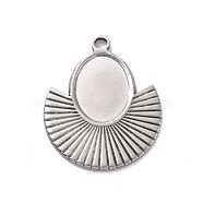 304 Stainless Steel Pendant Cabochon Settings, Fan, Stainless Steel Color, Tray: 16x12mm, 32x26x1.5mm, Hole: 3mm(STAS-E169-18P)