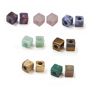 Natural Gemstone European Beads, Large Hole Beads, Cube, 10x10x10mm, Hole: 4.5~5mm(G-F580-B-M)