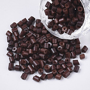 6/0 Glass Bugle Beads, Baking Paint, Coconut Brown, 3.5~5x3.5~4mm, Hole: 1mm, about 4500pcs/bag(SEED-S032-05B-05)