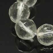 Quartz Crystal Beads Strands, Rock Crystal Beads, Faceted, Round, Clear, 8mm, Hole: 1mm(G-C174-8mm-2)