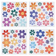 Flower Self-Adhesive Waterproof PVC Stickers, for Car Refrigerator Decoration, Colorful, 240x240x0.2mm, 4 sheets/set(DIY-WH0250-69)