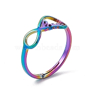 Ion Plating(IP) 201 Stainless Steel Infinity Love Adjustable Ring for Women, Rainbow Color, US Size 5 3/4(16.3mm)(RJEW-C045-03M)
