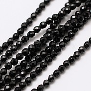 Natural Black Onyx Beads Strands, Dyed, Faceted Round, 3mm, Hole: 0.8mm, about 136pcs/strand, 16 inch(G-A129-3mm-25)