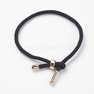Cotton Twisted Cord Bracelet Making, with Stainless Steel Findings, Golden, Black, 9 inch~9-7/8 inch(23~25cm), 3mm(MAK-L012-03)