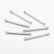 304 Stainless Steel Bar Links connectors, Rectangle, Stainless Steel Color, 26x2.5x1.5mm, Hole: 1.5mm(STAS-I071-10P)