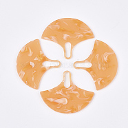 Cellulose Acetate(Resin) Pendants, Ginkgo Leaf, Orange, 43x51.5x2mm, Hole: 16x4.5mm(KY-S158-53F)
