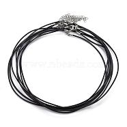 Round Leather Cord Necklaces Making, with 304 Stainless Steel Lobster Claw Clasps and Extender Chain, Black, 18.1 inch, 2mm(X-MAK-I005-2mm)