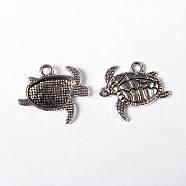 Tibetan Style Alloy Pendants, Cadmium Free & Lead Free, Sea Turtle, Antique Silver, 18x21x3mm, Hole: 2mm(X-TIBEP-22627-AS-RS)