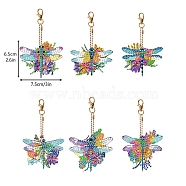 Flower Dragonfly DIY Diamond Painting Kit, Including Resin Rhinestones Bag, Diamond Sticky Pen, Tray Plate and Glue Clay and Metal Findings, Mixed Color, Pendant: 65x75mm(PW-WG25200-01)