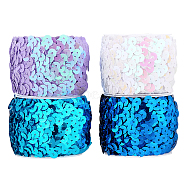 Elite 10 Yards 4 Colors Yarn Lace Trims, with Paillettes and Elastic Fiber, with 4Pcs Plastic Spools, Mixed Color, 3/4 inch(20mm), about 2.5 yards/color(SRIB-PH0001-23)
