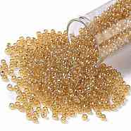 TOHO Round Seed Beads, Japanese Seed Beads, (103B) Medium Topaz Transparent Luster, 8/0, 3mm, Hole: 1mm, about 10000pcs/pound(SEED-TR08-0103B)
