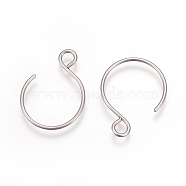 304 Stainless Steel Earring Hooks, Ear Wire, with Horizontal Loop, Stainless Steel Color, 19x15mm, Hole: 2mm, 20 Gauge, Pin: 0.8mm(STAS-L216-02B-P)