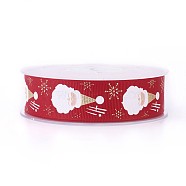 Polyester Grosgrain Ribbon for Christmas, Father Christmas, Red, 25mm, about 100yards/roll(SRIB-P013-B01)
