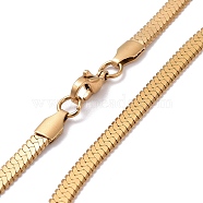 Vacuum Plating 304 Stainless Steel Snake Chains Necklaces, with Lobster Clasps, Golden, 17.7 inch(45cm), 5x1mm(X-NJEW-O058-32G)