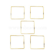 Brass Beads Frames, Cadmium Free & Lead Free, Square, Real 24K Gold Plated, 20x20x1mm(KK-M288-01G-G)