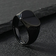 Heart 201 Stainless Steel Finger Rings, Black, US Size 9(18.9mm)(FS-WG1ADC4-06)