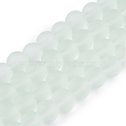 Transparent Glass Bead Strands, Frosted, Round, Pale Green, 4mm, Hole: 1.1~1.6mm, about 200pcs/strand, 31.4 inch(GLAA-S031-4mm-29)