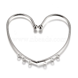Brass Ear Cuff Findings, with 3 Horizontal Loops, Platinum, 50x28x4mm, 6 Gauge, Hole: 1.8mm(PALLOY-L231-01P)