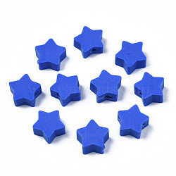 Handmade Polymer Clay Beads, Star, Blue, 8.5~9x9~9.5x4~5mm, Hole: 1.6mm(CLAY-N011-46A-02)