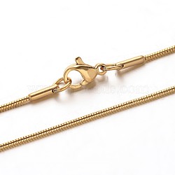 304 Stainless Steel Snake Chain Necklaces, with Lobster Claw Clasps, Golden, 19.7 inch(50cm), 1mm(NJEW-M124-11G)