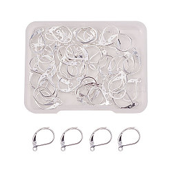 304 Stainless Steel Leverback Earring Findings, with Loop, Silver Color Plated, 10x15x2mm, Hole: 1mm, 50pcs/box(STAS-NB0004-04S)