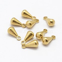 Brass Charms, Chain Extender Drop, Nickel Free, Teardrop, Raw(Unplated), 8x4mm, Hole: 1.5mm(KK-J270-07C-M)