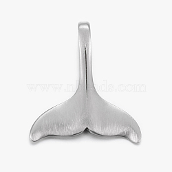 304 Stainless Steel Pendants, Frosted, Whale Tail Shape, Stainless Steel Color, 29x25x7.5mm, Hole: 5mm(STAS-F158-60P)