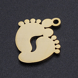 201 Stainless Steel Laser Cut Pendants, Baby Feet, Golden, 18x16x1mm, Hole: 1.5mm(STAS-S105-T896-2)