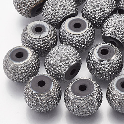 Resin Rhinestone Beads, Rondelle, Gray, 14x10~10.5mm, Hole: 2.5mm(RESI-T020-02E-02)