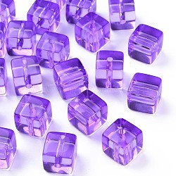 Transparent Acrylic Beads, Square, Dark Orchid, 16.5x16x16mm, Hole: 3mm, about 116pcs/500g(MACR-S374-14-B03)