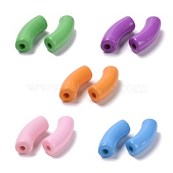 Opaque Acrylic Beads, Curved Tube, Mixed Color, 34.5x13x11mm, Hole: 3.5mm, about 155pcs/500g(SACR-S677-M)