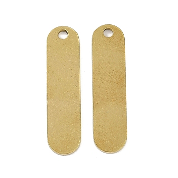 Brass Pendants, Oval, Golden, 39.5x10x1.5mm, Hole: 2.8mm