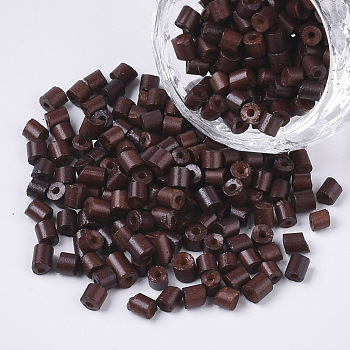 6/0 Glass Bugle Beads, Baking Paint, Coconut Brown, 3.5~5x3.5~4mm, Hole: 1mm, about 4500pcs/bag