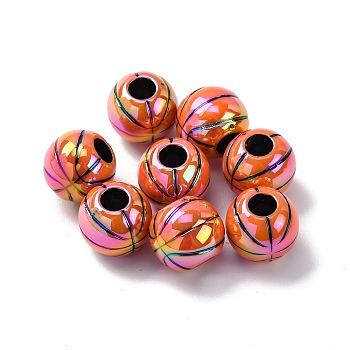 UV Plating Opaque Acrylic Beads, Basketball, 10mm, Hole: 3.5mm