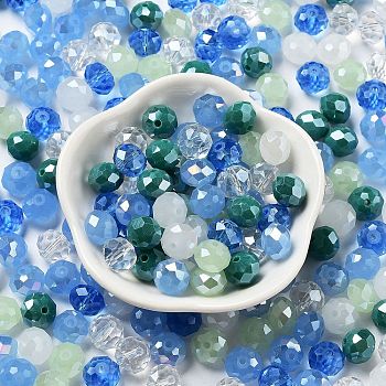 Glass Beads, Faceted, Rondelle, Light Blue, 10x8mm, Hole: 1mm, about 67pcs/60g