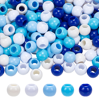 200pcs 5 style Acrylic European Beads, Large Hole Rondelle Beads, Mixed Color, 13.5~14x11mm, Hole: 6.5~6.7mm, 40pcs/style